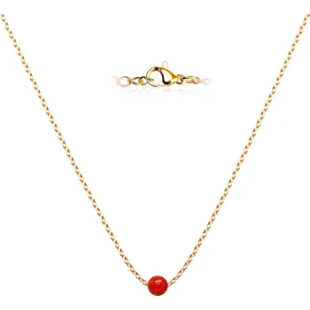 Náhrdelník NUBIS® Zlacený ocelový náhrdelník s opálem - kulička 5 mm - NBP63-OP45