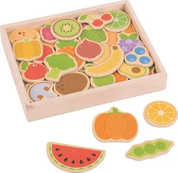 Dekorativní magnet Bigjigs Toys Dřevěné magnetky ovoce a zelenina