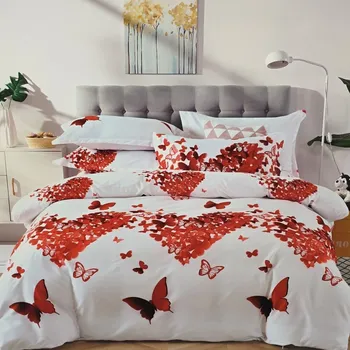 Povlečení Numberoplus Bavlněné povlečení na dvoulůžko + prostěradlo ZDARMA, Butterfly - Bílá