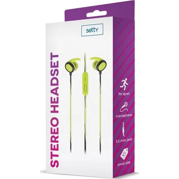 Handsfree Stereo sluchátka Setty Sport s 3,5 mm audio jackem zelená