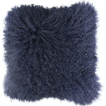 Dekorativní polštářek Polštář modrá ovčí kůže kudrnatý dlouhý chlup Navy Curly - 40*40*10cm