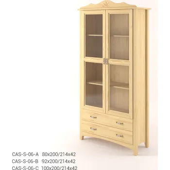 Knihovna Stylová dvoudveřová Vitrína se zásuvkami CASTELLO S06 - Borovice