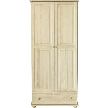 Šatní skříň Dvoudveřová šatní skříň se zásuvkou KL-009A, masiv borovice