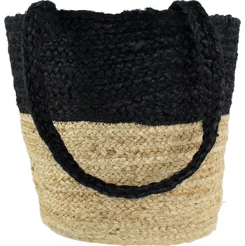 Kabelka Jutový shopper černá / přírodní - 30*45*15cm