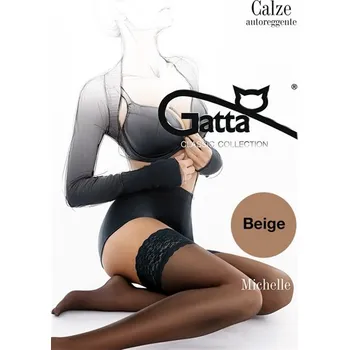 Dámské erotické punčochy Gatta Michelle 01 - Samodržící punčochy Beige Velikost 1-2