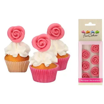 Jedlá dekorace na dort FunCakes Marcipánové růže 6 ks