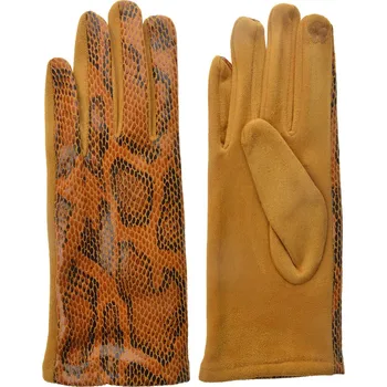 Rukavice Okrové rukavice v imitaci hadí kůže - 9*24 cm