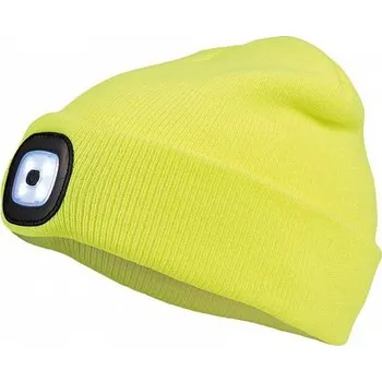 Kukla Zimní pletená čepice s LED lampou DEEL LED, žlutá 03140111570999