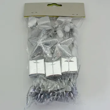 Vánoční dekorace Přízdoby vánoční mix 12ks stříbrná (F230-G8-1710)