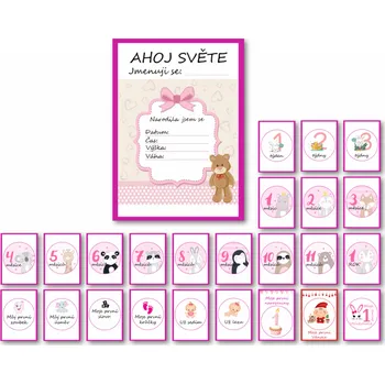 KidPro Milníkové kartičky Medvídek pro holčičku
