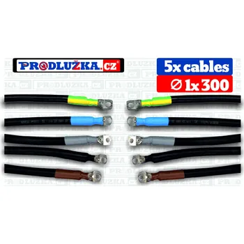 Prodlužovací kabel Prodlužka.cz SADA 5 x cable 1 x 300 , 741A , průměr oka 12 mm M: Délka 10 m