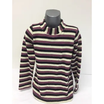 Dívčí mikina Dívčí pruhovaný svetr 104,110,122,128, velikost 110, Barva Fialová, Střih s nápletem