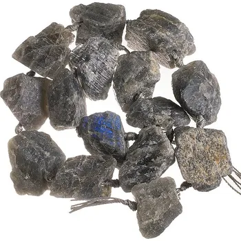 Labradorit surový vrtaný, šňůra 40 cm