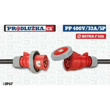 Prodlužovací kabel Prodlužka.cz Prodlužovací přívod 400V/32A/5p/5G6/IP67 M: Délka 50 m