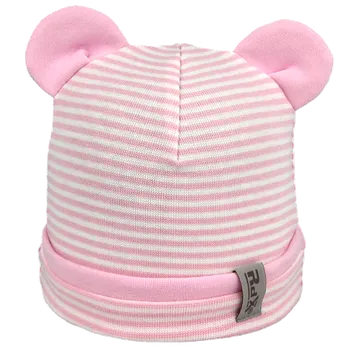 Kojenecká čepice RDX Kojenecká dívčí proužkovaná čepice s oušky Sv.růžová Vel. 0