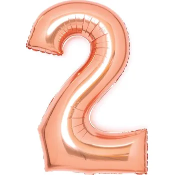 Balónek Balónek fóliový narozeniny číslo 2 růžovo-zlaté 66 cm Amscan 9913217