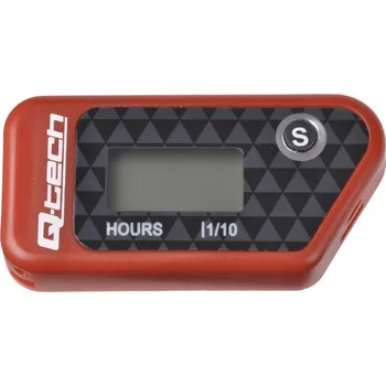 Elektroinstalace pro motocykl Měřič motohodin bezdrátový s nulovatelným počítadlem, Q-TECH (červený)