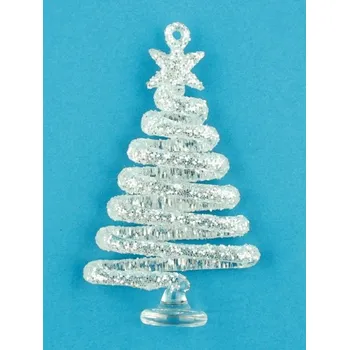 Vánoční dekorace Stromek skleněný na zavěšení 8 cm