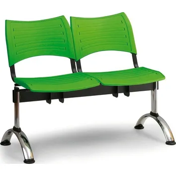 Plastová lavice zelená Visio LC9290Z - podnož chromovaná, 2-místná