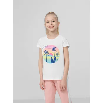 Dívčí tričko 4F HJL22-JTSD008 WHITE Dětské tričko EU 128