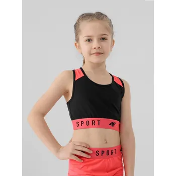 Podprsenka 4F HJL22-JTOPD001 DEEP BLACK NEON Dětská sportovní podprsenka EU 146/152
