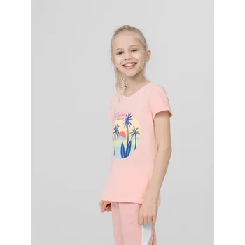 Dívčí tričko 4F HJL22-JTSD008 LIGHT PINK Dětské tričko EU 152