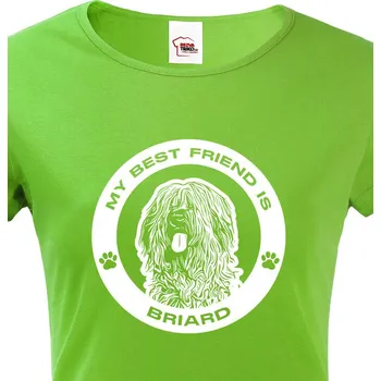 Dámské tričko Dámské tričko Briard kulatý motiv, Barva Zelená, Velikost L, Canvas Dámské tričko s krátkým rukávem 1349
