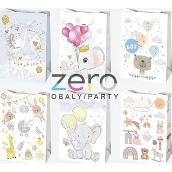 Dárková taška Taška papírová dárková 23x32x11 cm (lak) - dětské pro miminko (mix)