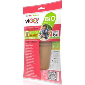 Jednorázové nádobí Kelímek papírový 330 ml 6 ks Vigo hnědý