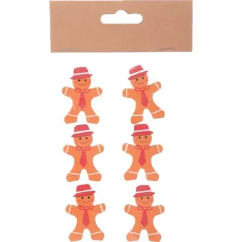 Party dekorace Nálepky Perníček s kloboukem 6ks dřevěné