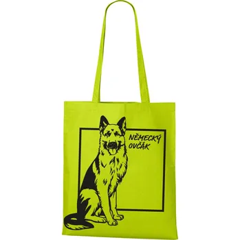 Plátěná taška Německý ovčák, Barva Limetková, Velikost 40×45 cm, Canvas Nákupní taška Bezvatriko.cz 1021