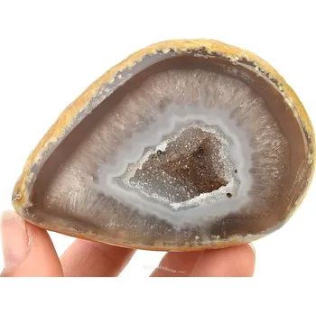 Přírodní kámen Achát geoda hnědobílá s dutinou 212 g
