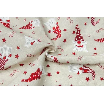 Bavlna režná vánoční skřítci Béžová