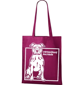 Plátěná taška Stafordširský bulteriér, Barva Purpurová, Velikost 40×45 cm, Canvas Nákupní taška Bezvatriko.cz 1015