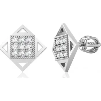 Náušnice Couple, Moderní peckové náušnice Kostka, bílé zlato se zirkony, 585-66-3-0300.1B00.0.00.001.05