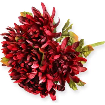umělá květina Chyzanthéma kytice 5x/49cm bordó (788549)