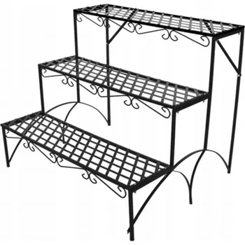 Stojan na květiny Chomik Kovový regál na květiny 70 x 60 x 60 cm černý