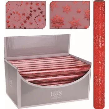 Látka dekorační 200x30 cm červená mix dekorů