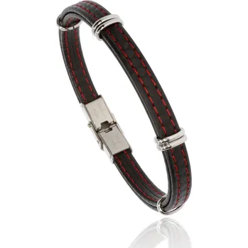 Náramek Zlatnictví Helios Kožený náramek s chirurgickou ocelí