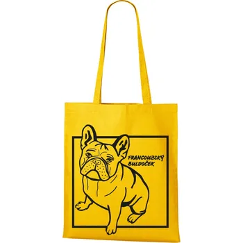 Plátěná taška Francouzský buldoček, Barva Žlutá, Velikost 40×45 cm, Canvas Nákupní taška Bezvatriko.cz 1046