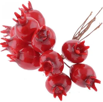 Vánoční dekorace Přízdoba Granátové jablíčko 10ks ve svazku, červené