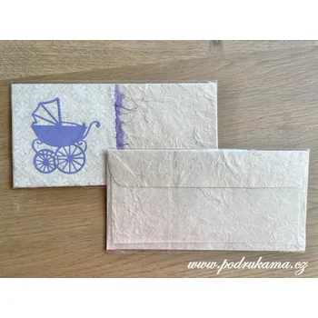 Pod Rukama Dárková obálka zdobená s kartou - kočárek fialový