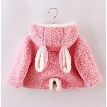 Kojenecké oblečení Vlněný kabátek s králičími oušky a ocáskem Barva: Růžová, Velikost: 80 (6-12 měsíců)