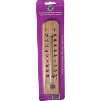Domácí teploměr Home Point Dřevěný rustikální teploměr 28 x 6 cm