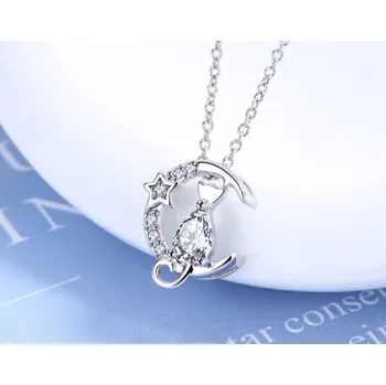 Náhrdelník B-TOP Postříbřený náhrdelník s přívěskem ve tvaru KOČKY