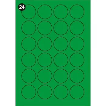 Samolepící etiketa FOPRINT Samolepící etikety kulaté 40 mm, A4 - zelené (balení 20 listů)