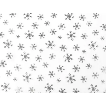 Organza sněhové vločky, barva bílá stříbrná