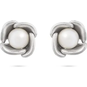 Náušnice biju Náušnice z chirurgické oceli, ve tvaru růže s bílou perličkou 1002465