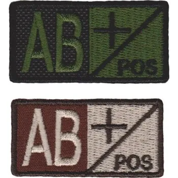 Nášivka NAVYS Označení krevní skupiny AB+ velcro suchý zip Barva: desert