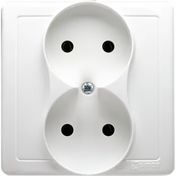 Elektrická zásuvka SIMON BMG2/11 dvojitá kolíková zásuvka bez uzemnění bílá